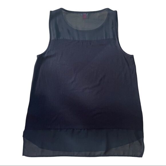 Vince Camuto Sheer Yoke Black Sleeveless Top MEDIUM - Picture 3 of 7